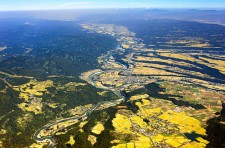 河岸段丘の空撮